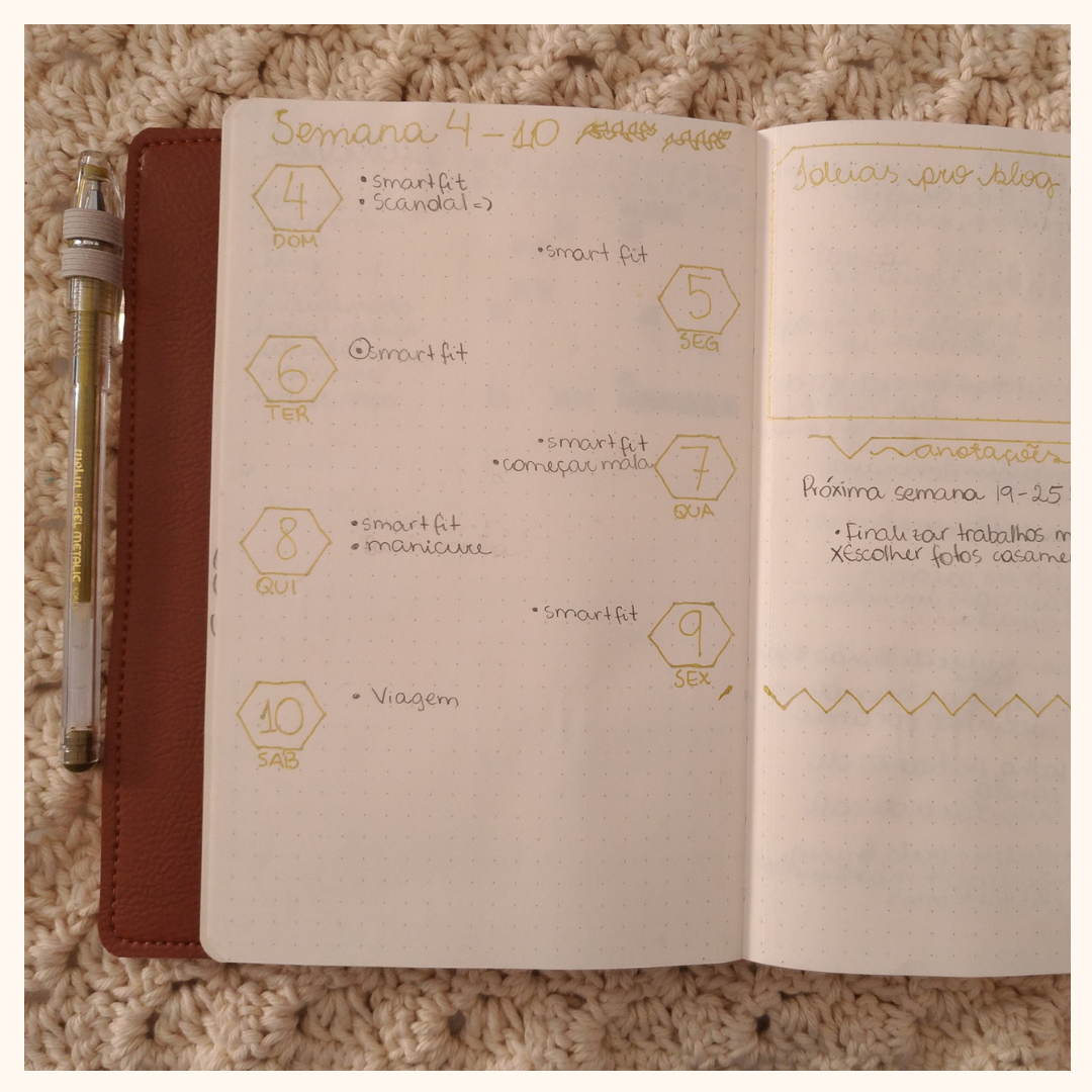 Bullet Journal Minimalista: Semana Dourada e Geométrica